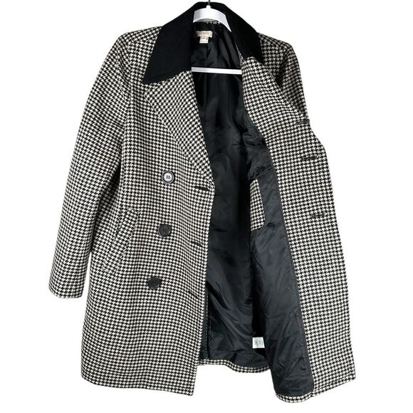 J. Crew Black White Houndstooth Double Breasted Wool Coat Women’s Size 10 - Picture 2 of 7